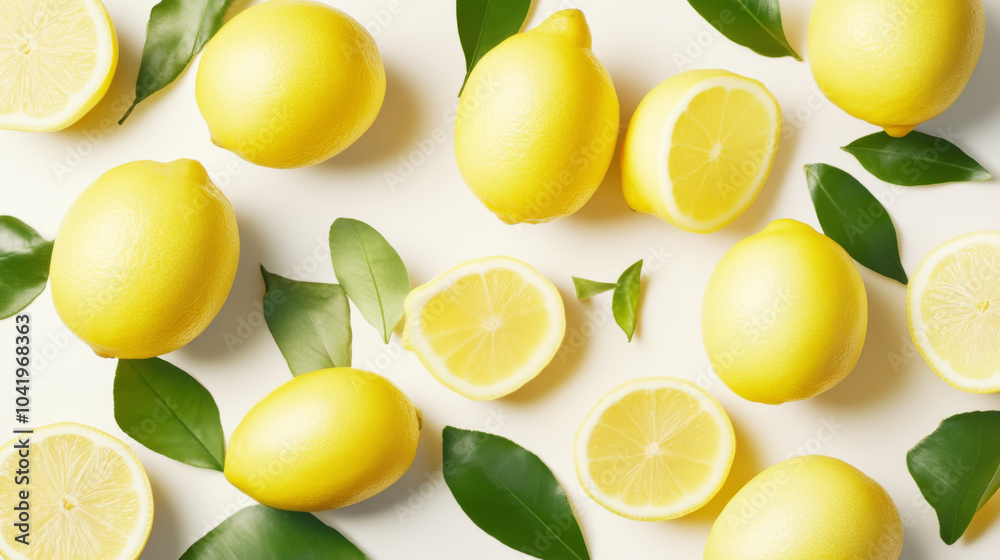Fresh Lemons with Green Leaves - Food Photography Fresh Lemons with Green Leaves - Food Photography