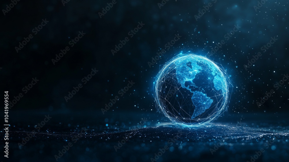 Fototapeta premium Digital representation of a glowing Earth with network connections