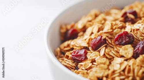 Close-up of Granola with Cranberries in a Bowl