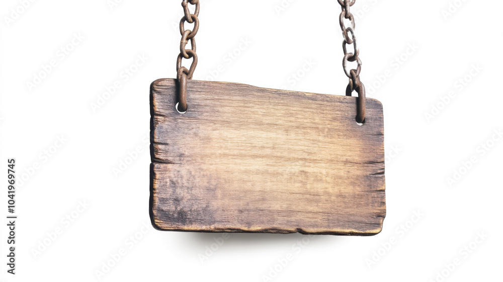 Rustic Wooden Sign with Metal Chain Hanging Rustic Wooden Sign with Metal Chain Hanging