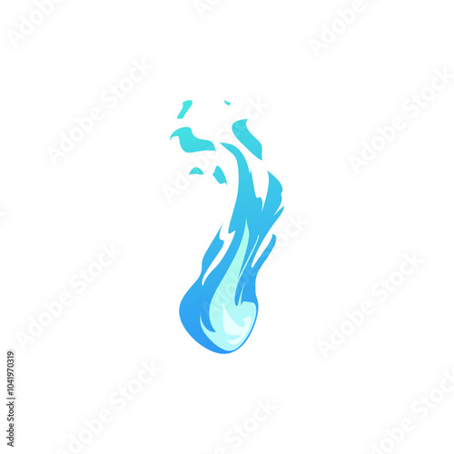 Blue gas or fire flame, burning painted blue bonfire or campfire, vector cartoon sprite of fire, gas burner, energy sign