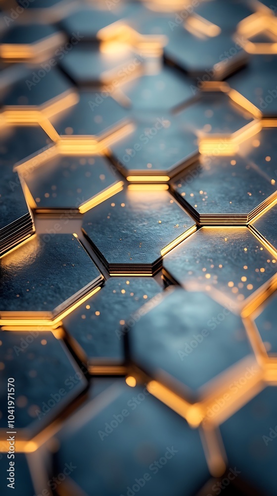 Geometric honeycomb pattern with a layered depth effect, soft glowing light reflecting off metallic hexagons, deep shadows between the hexagons, gold and silver tones, futuristic and clean design, Geometric honeycomb pattern with a layered depth effect, soft glowing light reflecting off metallic hexagons, deep shadows between the hexagons, gold and silver tones, futuristic and clean design,