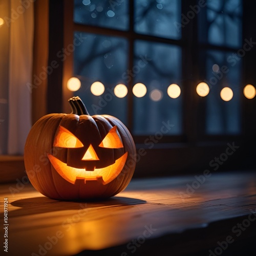 A pumpkin with a carved face and eyes like a ghost pumpkin photo