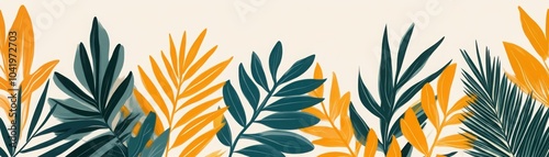 Vibrant Flat Leaf Illustration with Colorful Accents