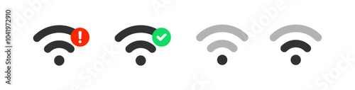 Wifi signal icon. Strength connection. Good, bad wireless network. Hotspot status.