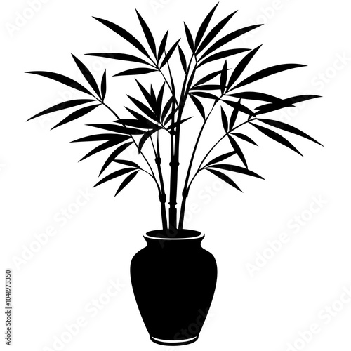 Bamboo Palm on a vase with white background