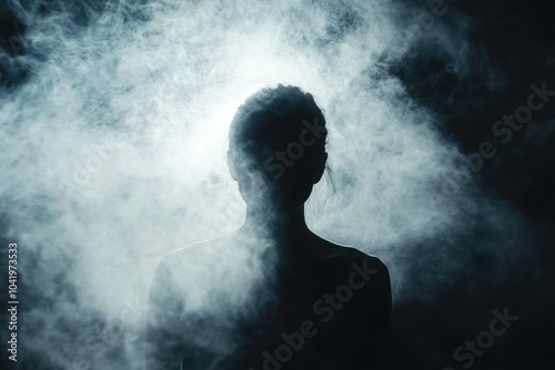 Striking Silhouette of a Person in Dramatic Fog