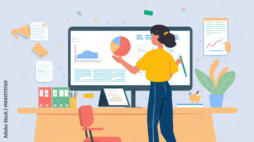 Teacher conducting a lesson that integrates traditional teaching methods with e-learning platforms for a blended learning approach Teacher conducting a lesson that integrates traditional teaching methods with e-learning platforms for a blended learning approach