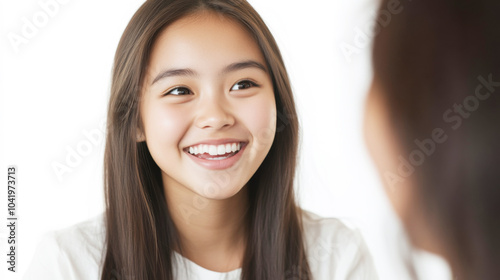 Smiling Woman with Long Hair, Portrait Photography