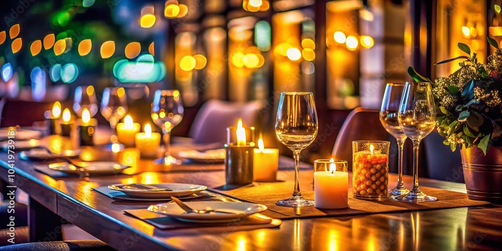 Night Photography of a Stylish Restaurant Menu with Rounded Lines and Ambient Lighting for a Culinary Experience Night Photography of a Stylish Restaurant Menu with Rounded Lines and Ambient Lighting for a Culinary Experience