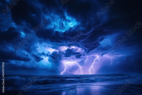 Vibrant Storm Illuminated by Lightning at Night