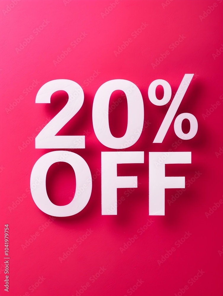 White '20% OFF' Promotional Sign on a Fuchsia Background White '20% OFF' Promotional Sign on a Fuchsia Background