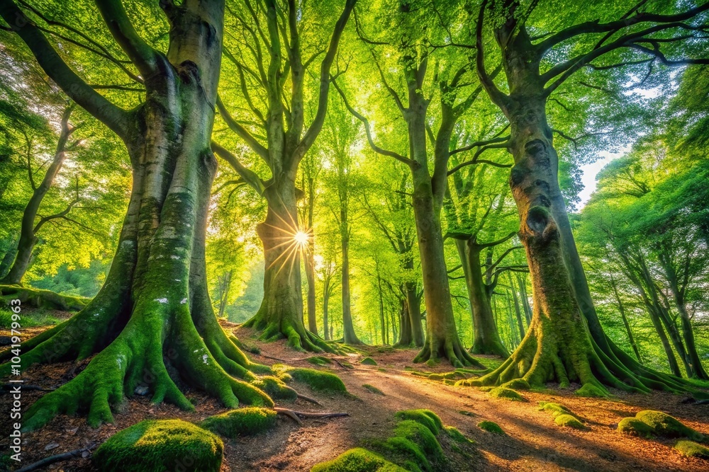 Obraz premium Old Beech Trees in Mont Tremblant Walk, Compiègne Forest - Urban Exploration Photography