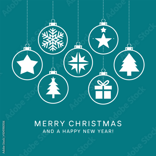 Merry Christmas and Happy New Year message on a teal background