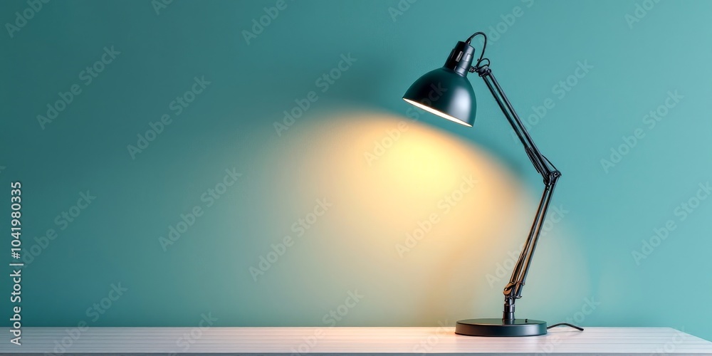 Fototapeta premium Modern desk lamp casting light on a minimalist workspace