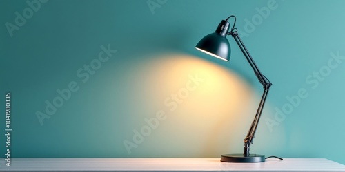 Modern desk lamp casting light on a minimalist workspace