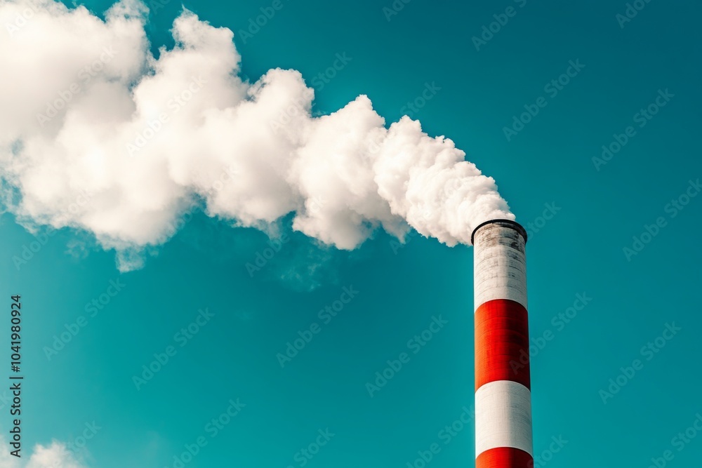Smoke Plumes From an Industrial Chimney Against a Blue Sky Smoke Plumes From an Industrial Chimney Against a Blue Sky