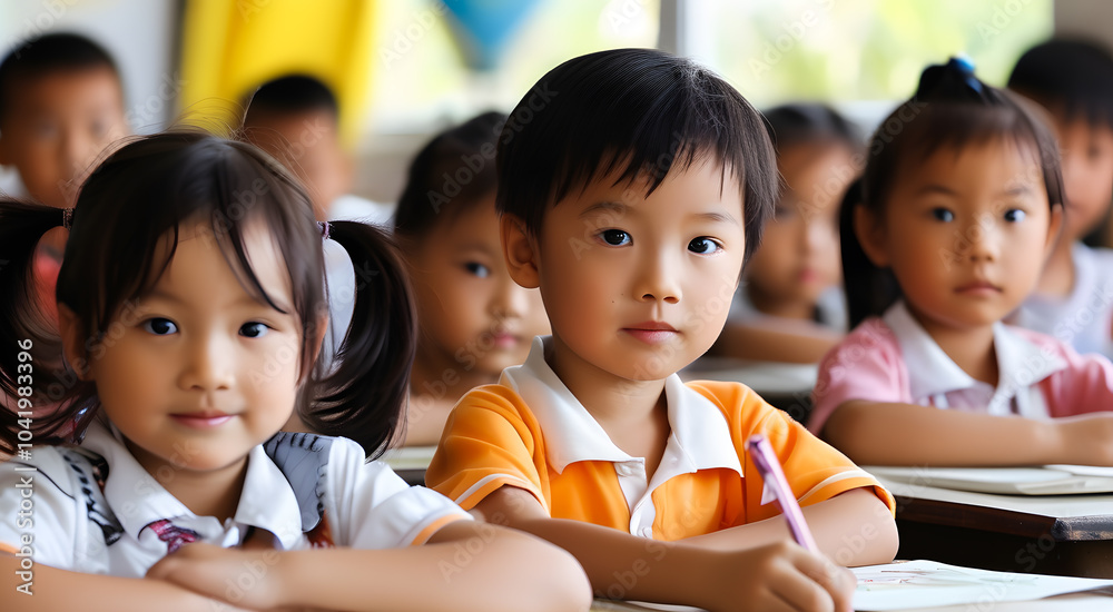 Chinese children at school. Teaching children in primary school. The concept of children's education. Chinese children at school. Teaching children in primary school. The concept of children's education.