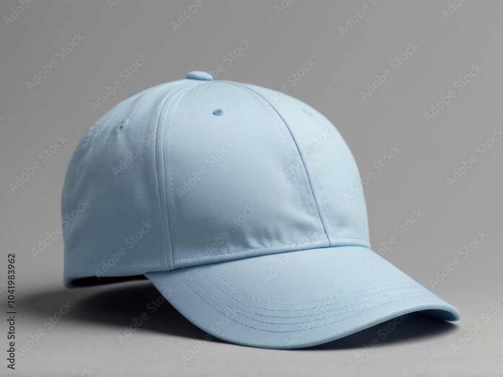 Pastel blue baseball cap isolated on white background. Baseball cap mockup design