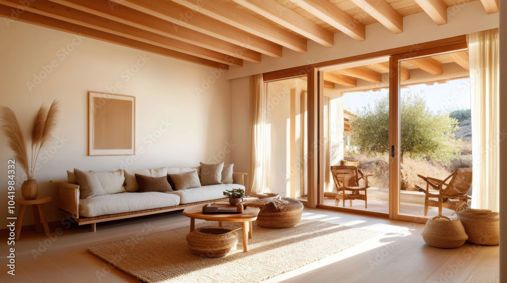 bright Scandinavian rustic living room with light colored wooden elements and natural decor bright Scandinavian rustic living room with light colored wooden elements and natural decor