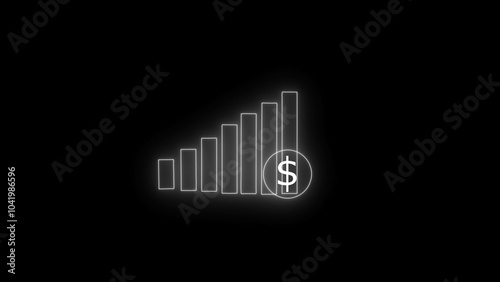increase graph business icon animation. Dark background.