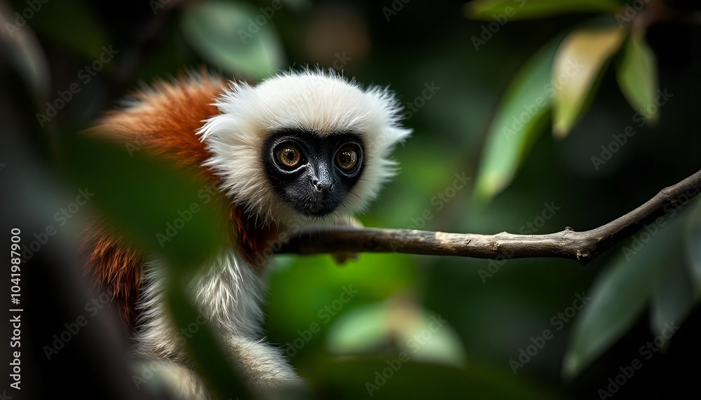 Naklejka premium black and white lemur