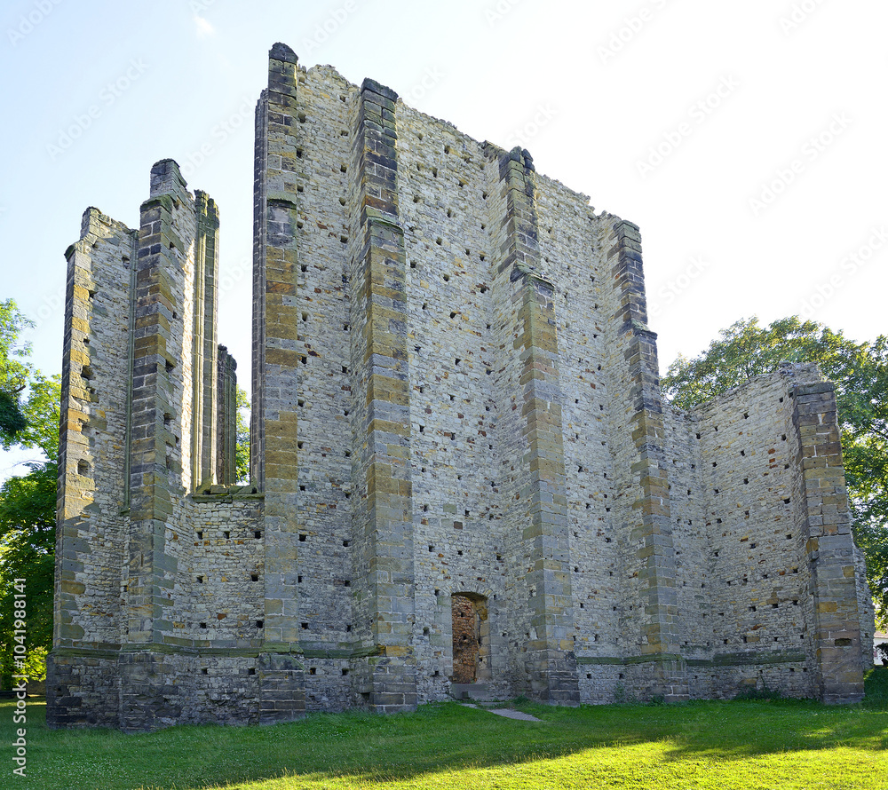 The unfinished Church of the Virgin Mary is an unfinished high-Gothic building with a completed Baroque bell tower from a later period in Panensky Tynec, Bohemia, Czech Republic.