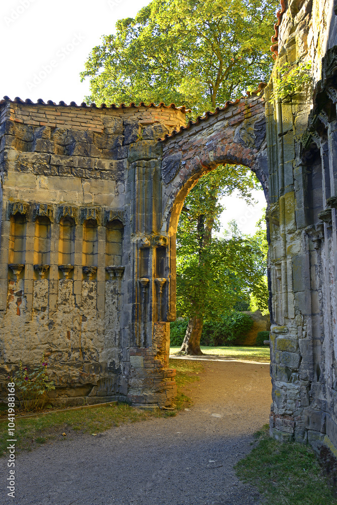 The unfinished Church of the Virgin Mary is an unfinished high-Gothic building with a completed Baroque bell tower from a later period in Panensky Tynec, Bohemia, Czech Republic.