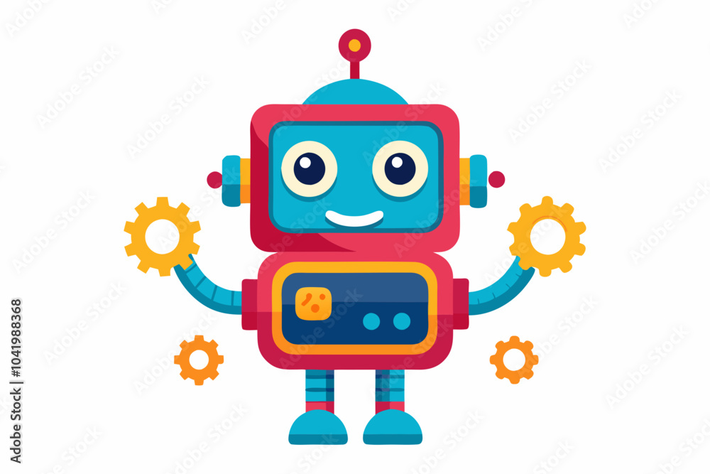 Naklejka premium Playful Robot Characters for Children's Animation