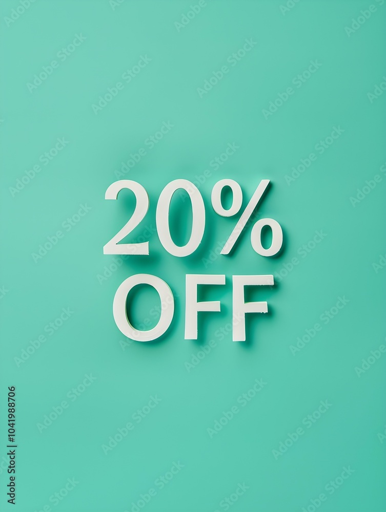 White '20% OFF' Promotional Sign on a Light Green Background White '20% OFF' Promotional Sign on a Light Green Background