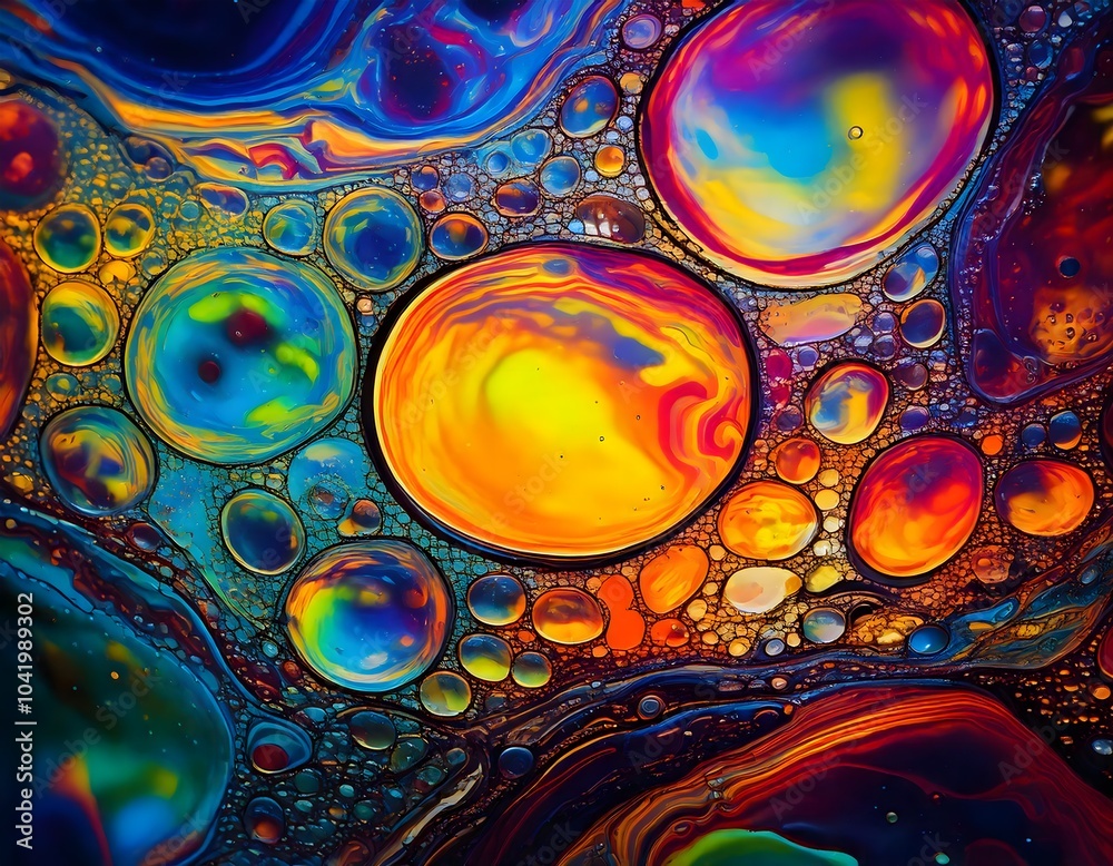 psychedelic bubbles with chromatic dispersion closeup, colorful fractals and liquid motion energy bubble macro pattern psychedelic bubbles with chromatic dispersion closeup, colorful fractals and liquid motion energy bubble macro pattern