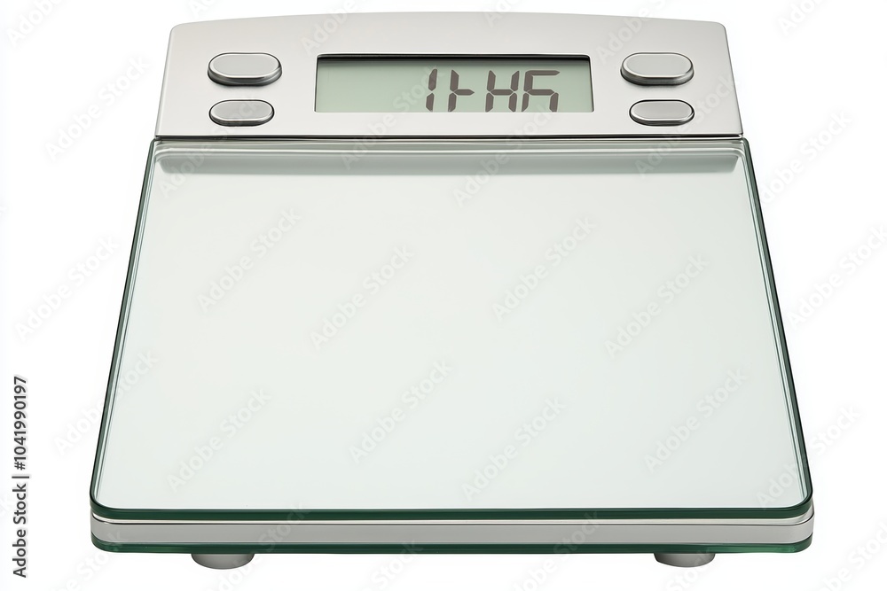 A digital shipping scale, isolated on white, with clear buttons and a weight display A digital shipping scale, isolated on white, with clear buttons and a weight display