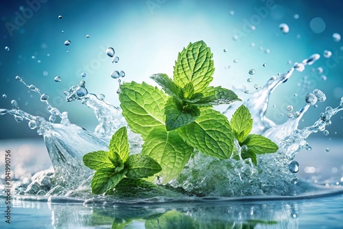 refreshing water with mint leaves