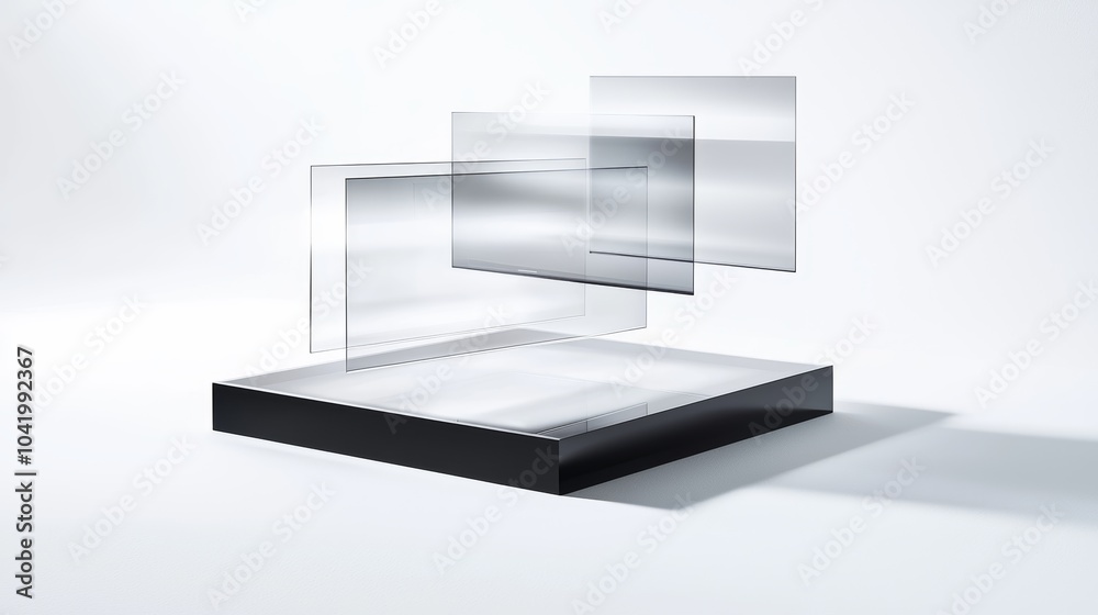 A sci-fi tablet with holographic display, isolated on white, showing a virtual map A sci-fi tablet with holographic display, isolated on white, showing a virtual map
