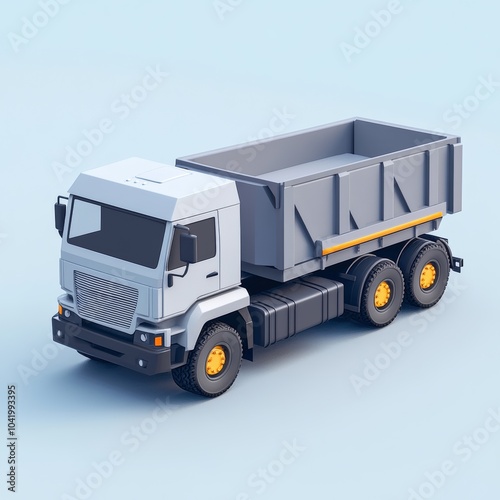 A dynamic 3D icon of a modern transport truck, emphasizing its design and cargo capacity, isolated against a clean background