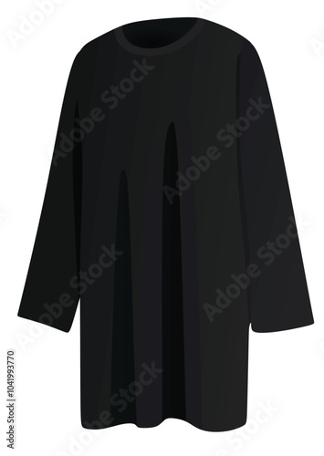 Black  modest dress. vector illustration