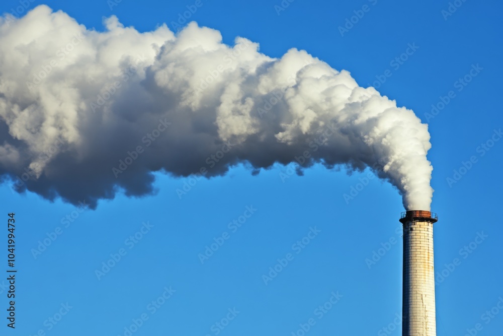 White Smoke from a Brick Chimney Against a Blue Sky White Smoke from a Brick Chimney Against a Blue Sky