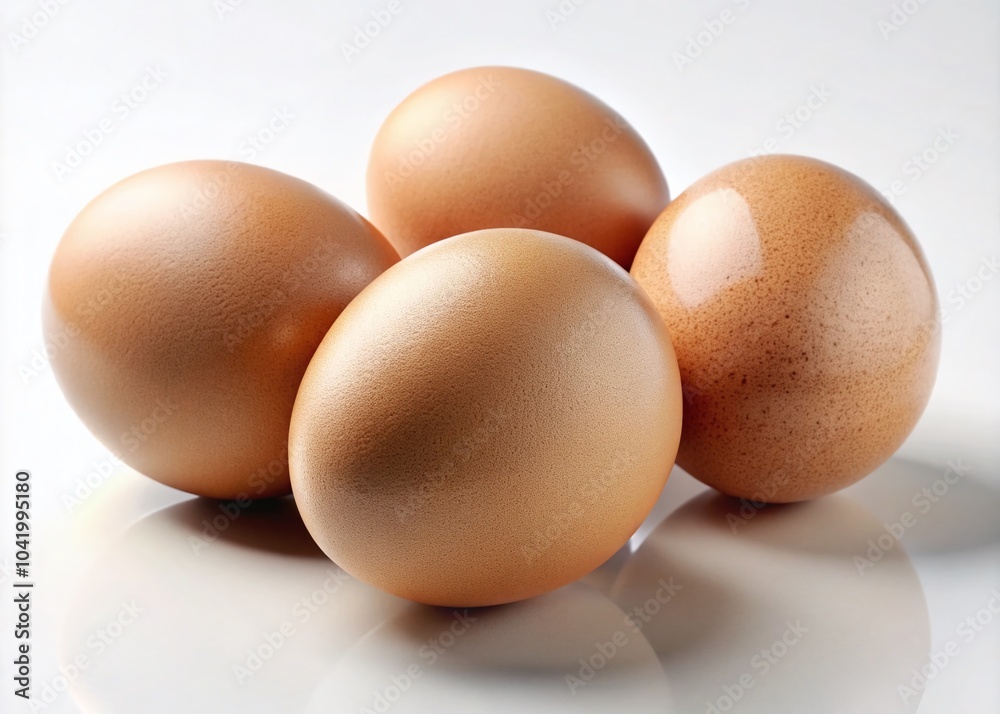 Realistic Illustration of Five Eggs on White Background for Culinary and Food Photography Needs