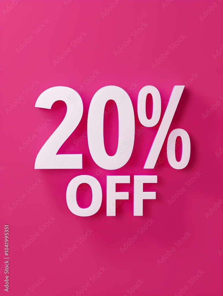 White '20% OFF' Promotional Sign on a Magenta Background White '20% OFF' Promotional Sign on a Magenta Background