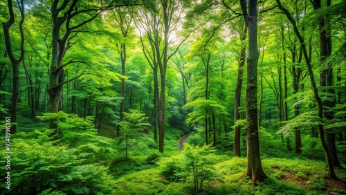 Dense forest with abundant foliage and tightly clustered trees