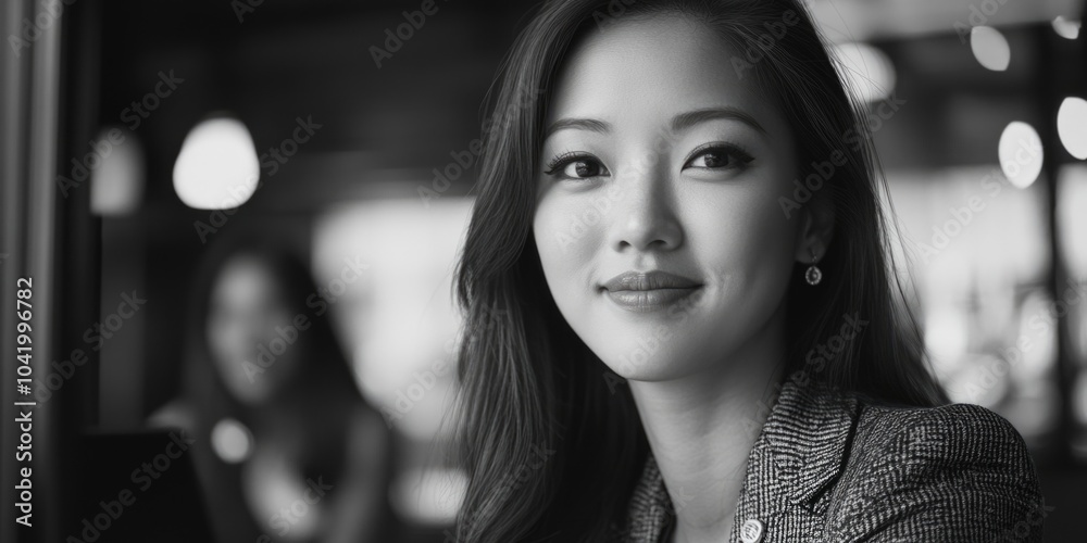 Fototapeta premium Asian Woman in Modern Urban Setting
