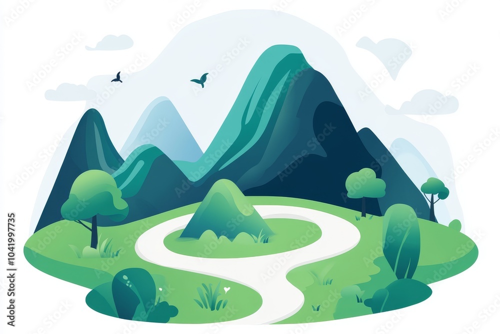 Winding Path Through a Lush Mountain Valley