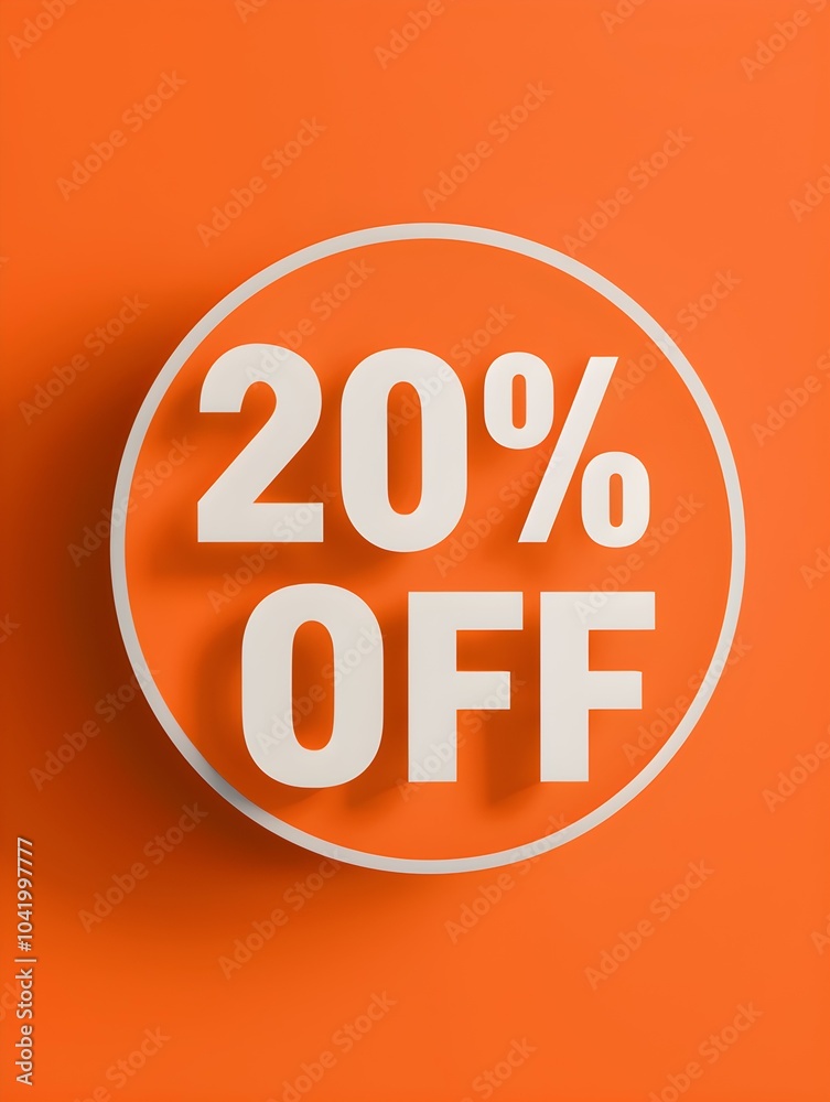 White '20% OFF' Promotional Sign on a Orange Background White '20% OFF' Promotional Sign on a Orange Background