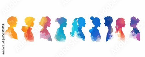 Set of colorful human silhouette avatars in various styles and vibrant colors, ideal for social media.