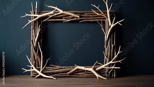 rustic wooden frames made twigs branches carefully cut desired shapes decoration purposes photo