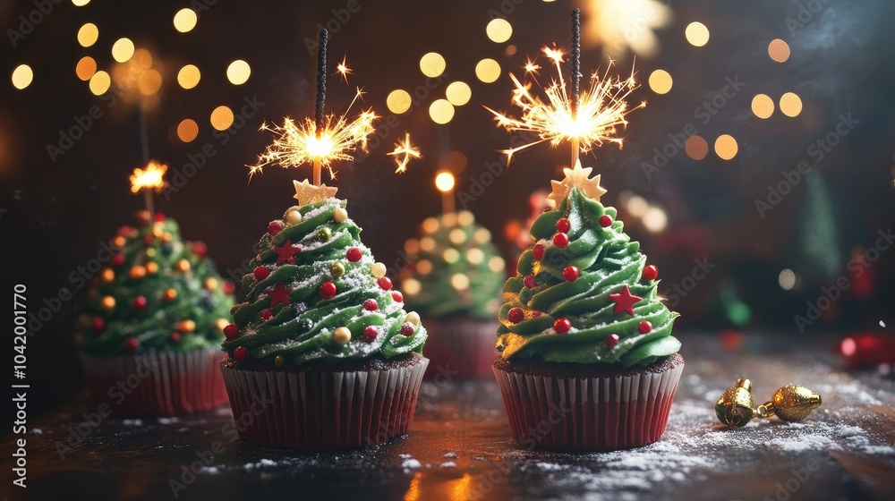 Festive Christmas Cupcakes with Sparkler Toppers Festive Christmas Cupcakes with Sparkler Toppers