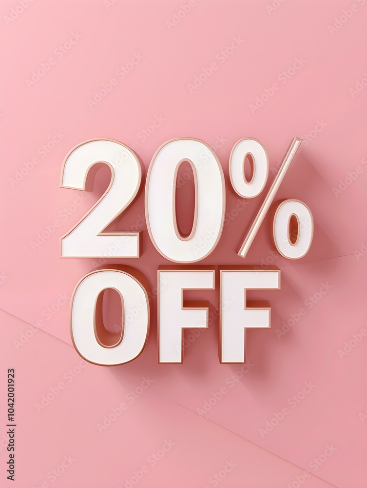 White '20% OFF' Promotional Sign on a Rose Gold Background White '20% OFF' Promotional Sign on a Rose Gold Background