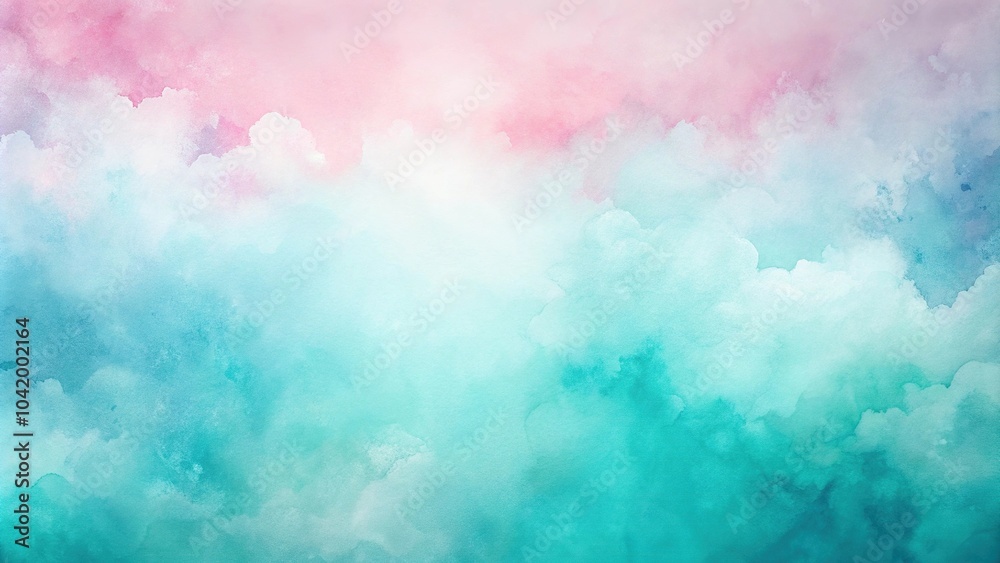 Fototapeta premium watercolor edges blending softly in aqua and pink hues
