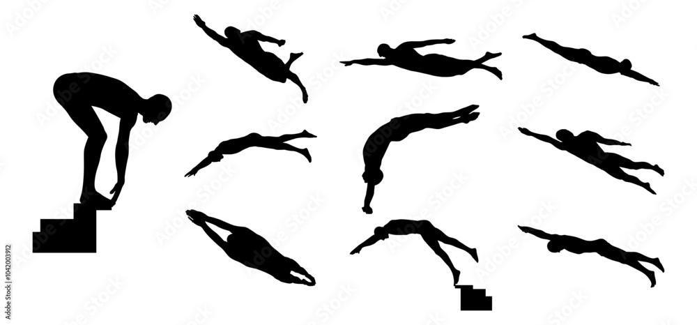 swimming man vector set swimming man vector set