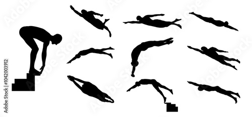 Wallpaper Mural swimming man vector set Torontodigital.ca